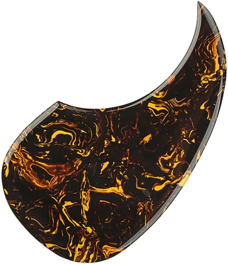 Domofa Acoustic Guitar Pickguard Thick Pick Guard Self Adhesive for Martin D28 Style Acoustic Guitar Replacement Parts (Yellow Pulp Pattern) - Image 1